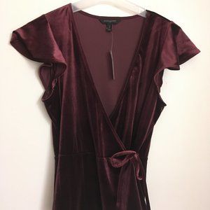 Burgundy velvet wrap top
